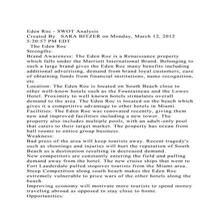 Eden Roc - SWOT AnalysisCreated By   SARA BITZER on Monday, Marc.docx