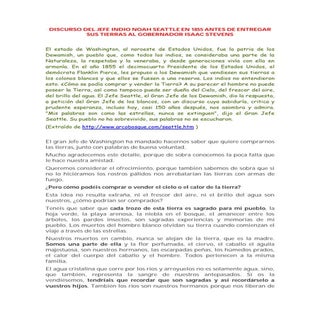 Discurso del jefe indio Noah Seattle