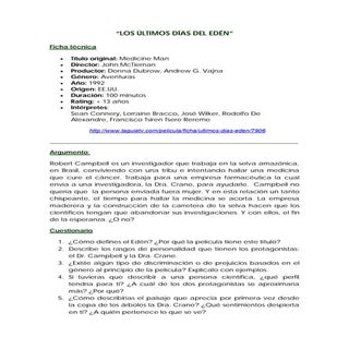  Guión de Trabajo "Los últimos días...