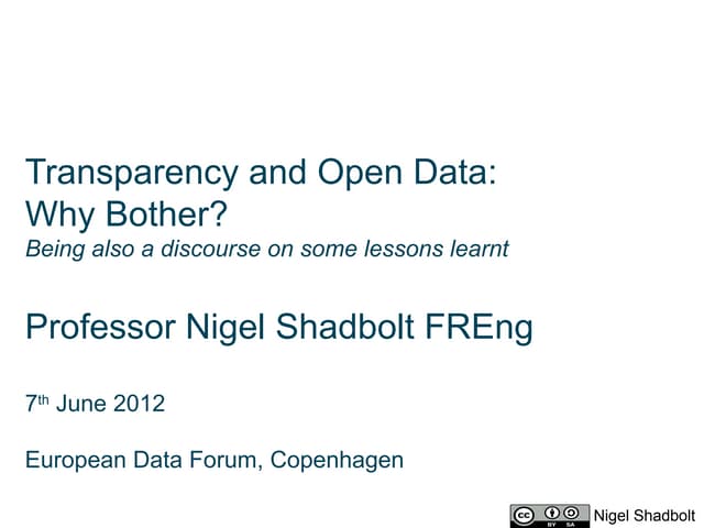 EDF2012   Nigel Shadbolt - Transparency and Open Data