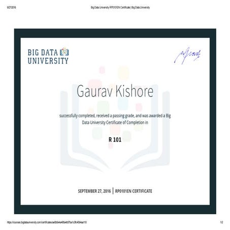 Big Data University-R- RP0101EN Certificate _ Big Data University | PDF