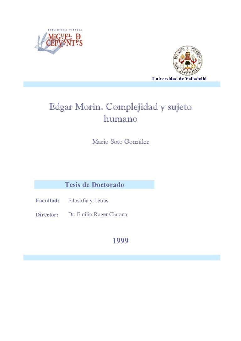 Edgar Morin Complegidad Y Sujeto