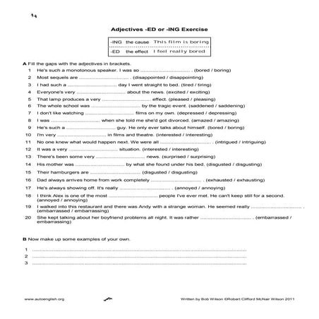 Ed ing adjectives | PDF