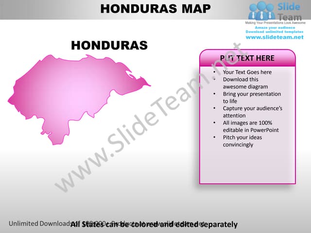 Editable honduras power point map with capital and flag templates slides outl...