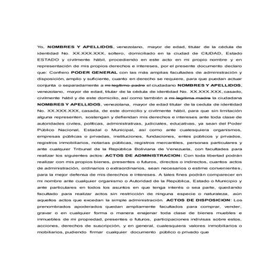 Formato Poder general Venezuela | DOC