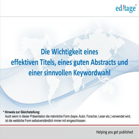 Titel, Abstracts und Keywords Erstellen