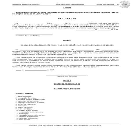 TJ-SP 2017 - Matéria- CONCURSO ASSISTENTE SOCIAL JUDICIÁRIO- 