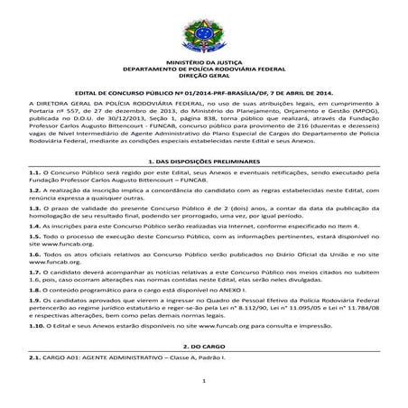 Edital concurso da PRF - 2014 | PDF