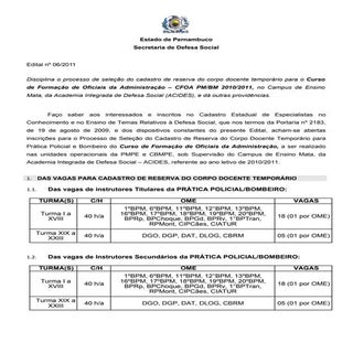 Edital2011 do Curso do CFOA, CFS e ...