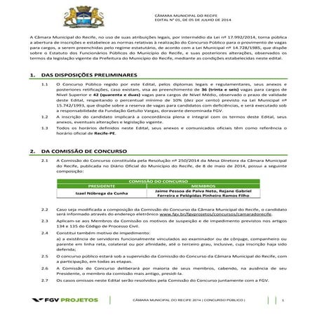 Edital Concurso da Câmara