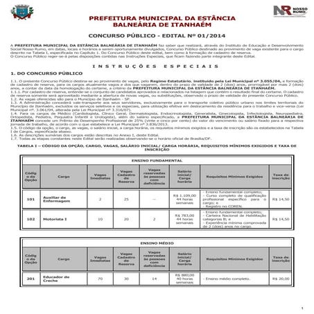 Edital do concurso público de Itanhaém - São Paulo
