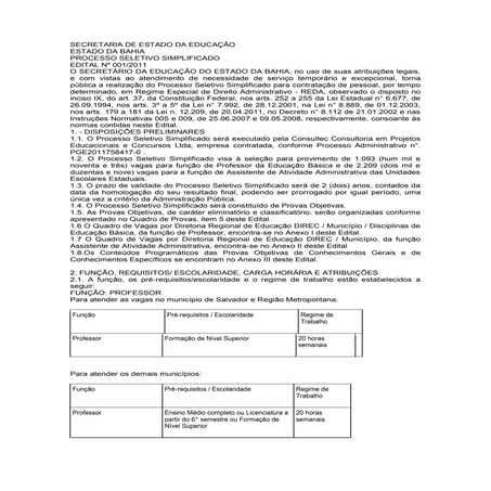 Edital da secretaria de educação   concurso