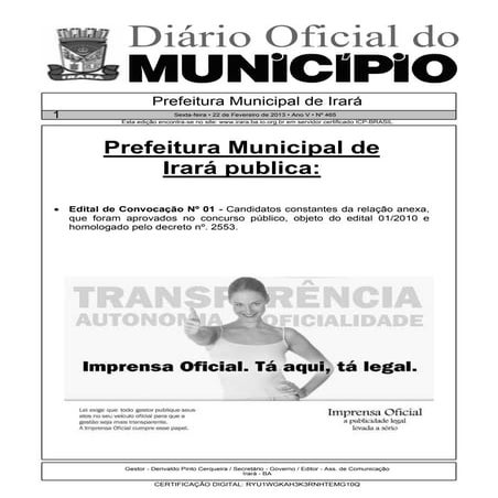 Edital de convocação irará 01   2013