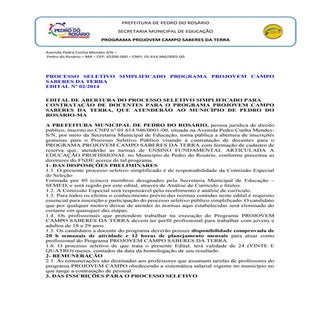 Edital de convocação para processo ...