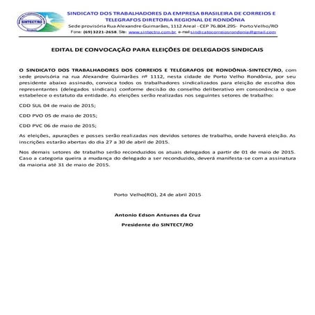 Edital delegados sindicais finalizado