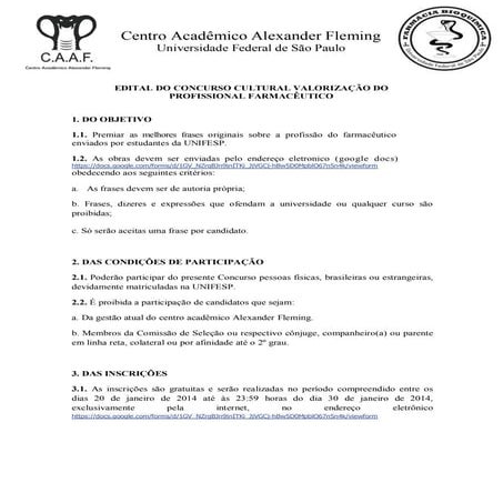 Valorização do Profissional Farmacêutico - edital