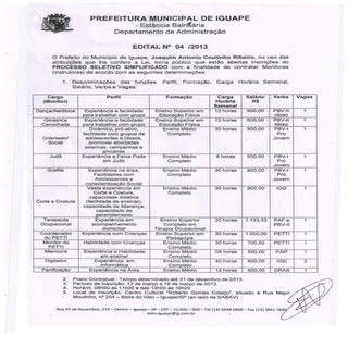 Edital do processo seletivo para Mo...
