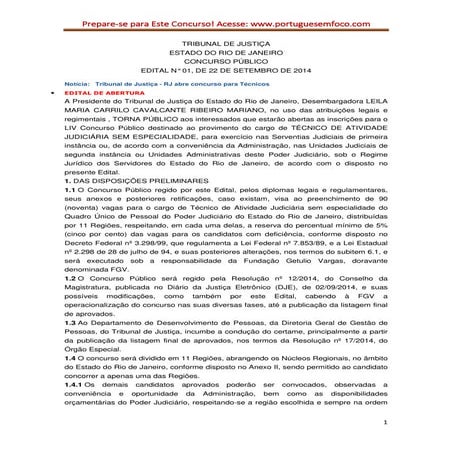 Edital do Concurso do Tribunal de Justiça do Rio de Janeiro - TJ/RJ 2014