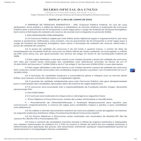 Edital do concurso da EPE 2024 - 07.06.2024