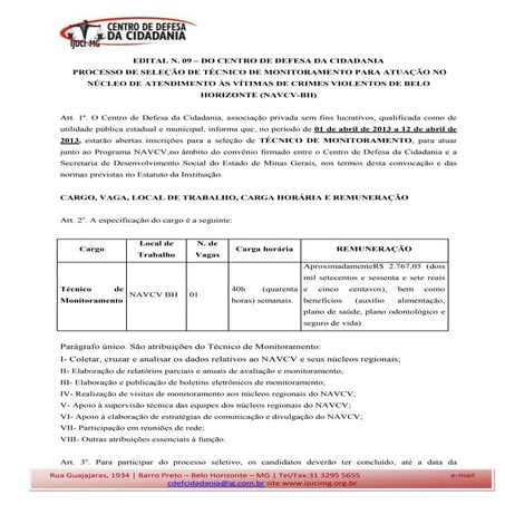 Edital NAVCV 09 - Técnico de Monitoramento