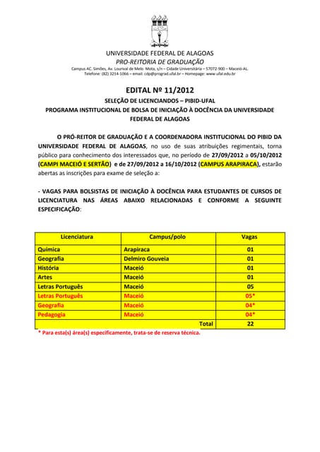Edital de seleção Pibid-Ufal setemb...