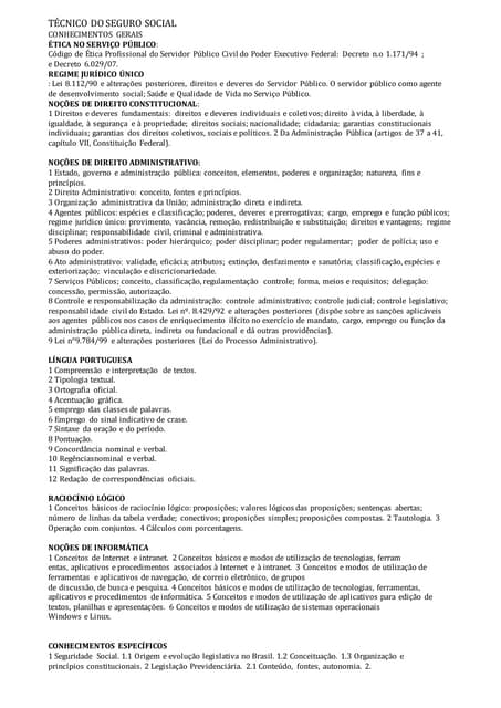INSS - Técnico do Seguro Social - Grátis | PDF