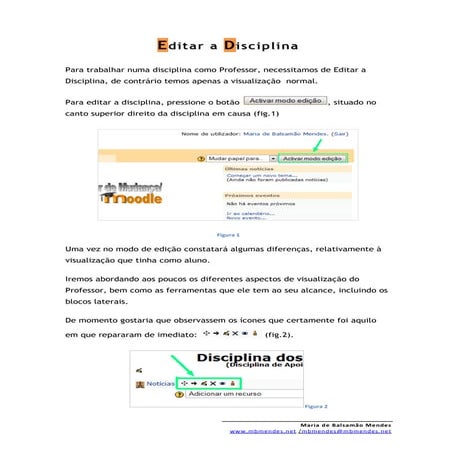 Editar uma Disciplina no moodle