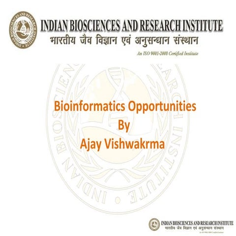 Bioinformatics Course at Indian Biosciences and Research Institute