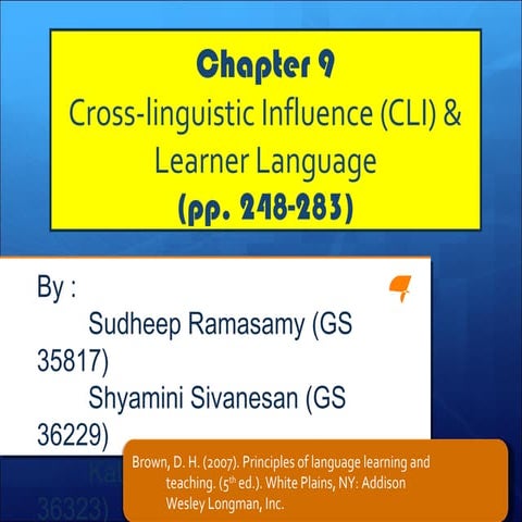 Principles & Practice in Language Learning - Chapter 9: Cross-Linguistic Infl...