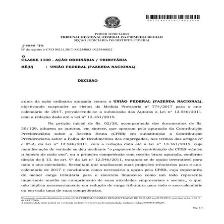 Liminar - Contribuições Previdenciárias