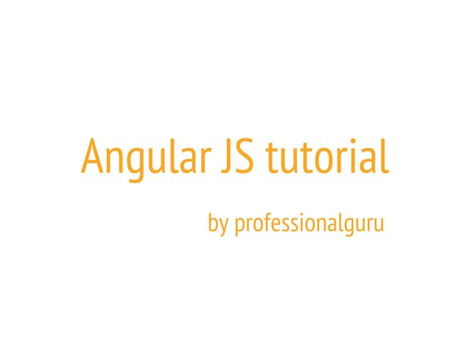 Introduction to Angular Js