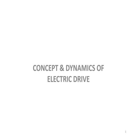 Concept And Dynamics Of Electric Drive - Block Diagrams And Equations