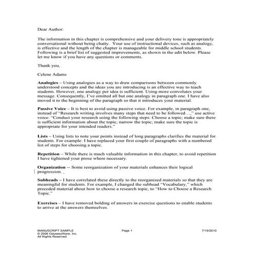 Edited  manuscript sample middle school textbook