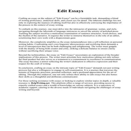 Edit Essays. Washington and Lee University