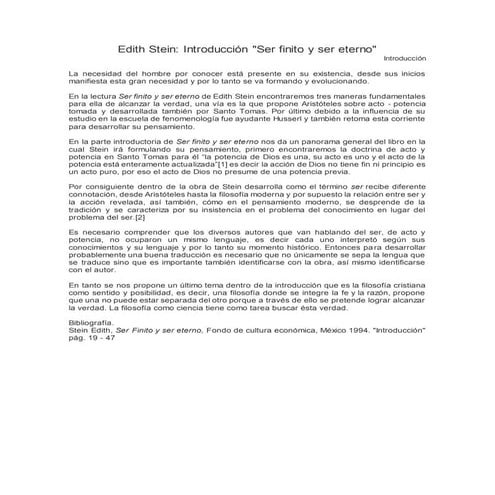 Edith stein ser finito ser eterno