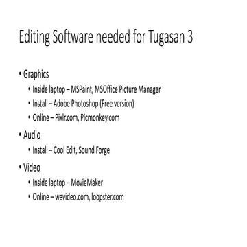 Editing software needed for tugasan 3