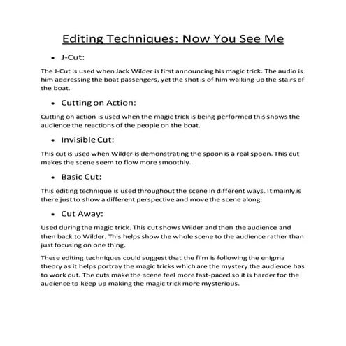 Editing techniques now you see me