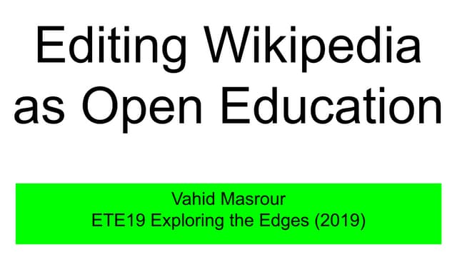 Editing wikipedia as open education