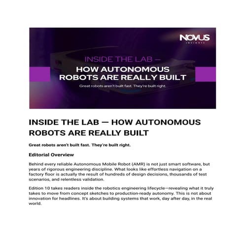 Inside the Lab: Engineering Reliable Autonomous Mobile Robots | PDF