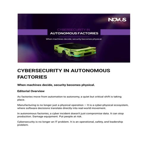 Cybersecurity Challenges and Solutions in Autonomous Factories | PDF