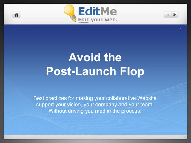 EditMe Webinar: Avoid the Post Launch Flop, with Jeff Cutler