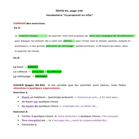 Edito b1, pag. 144. exercices vocabulaire | DOCX