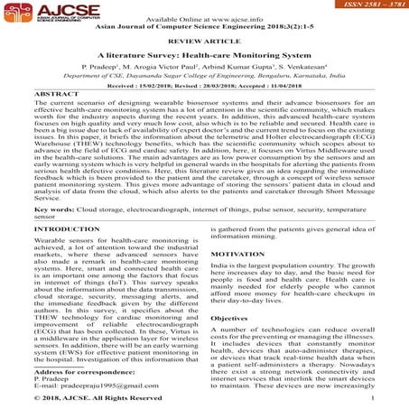 A literature Survey: Health-care Monitoring System