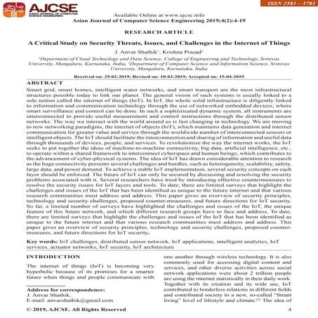 A Critical Study on Security Threats, Issues, and Challenges in the Internet ...