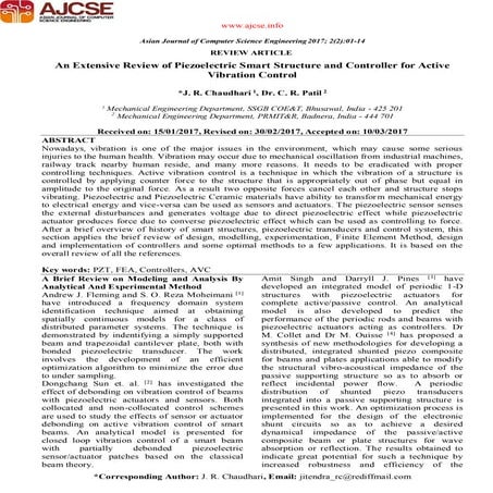 Active vibration control of smart piezo cantilever beam using pid ...