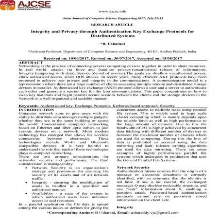 Integrity and Privacy through Authentication Key Exchange Protocols for Distr...