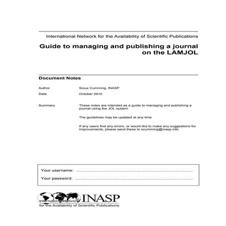 Guide to managing and publishing a journal on the LAMJOL