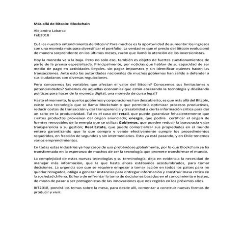 Mas allá del Bitcoin: Blockchain