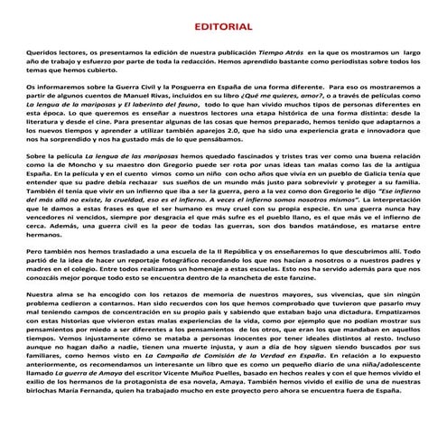 EDITORIAL DEFINITIVO FANZINE "TIEMPO ATRÁS"