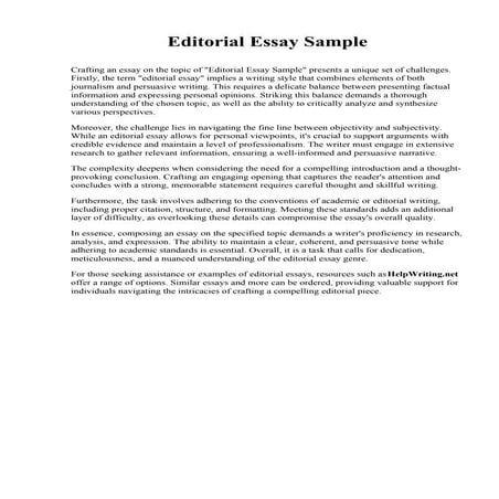 Editorial Essay Sample. University of Denver | PDF | Freelance Writing ...